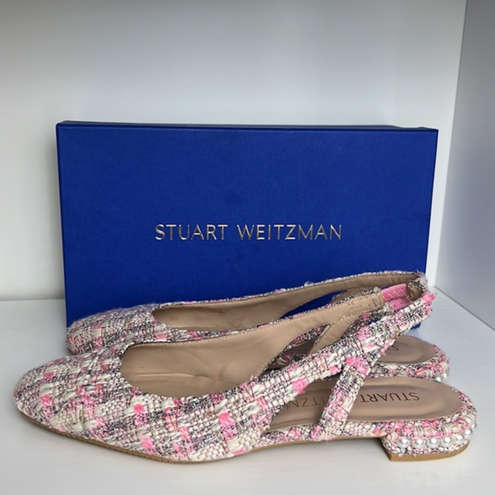 STUART WEITZMAN Pearl Embellished Slingback‎ Flats